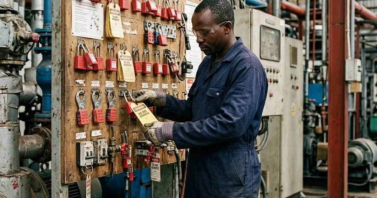 Lockout tagout stations and tags organising a Kenyan LOTO programme